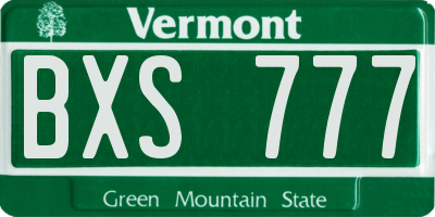 VT license plate BXS777