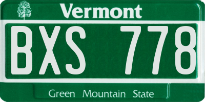 VT license plate BXS778