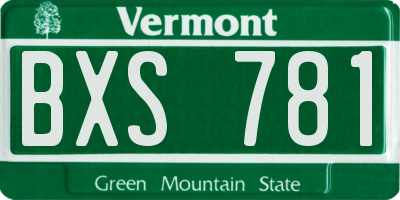 VT license plate BXS781