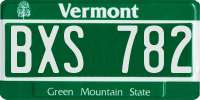 VT license plate BXS782