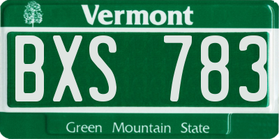 VT license plate BXS783