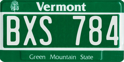 VT license plate BXS784