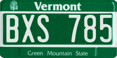 VT license plate BXS785