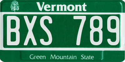 VT license plate BXS789