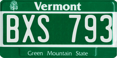 VT license plate BXS793