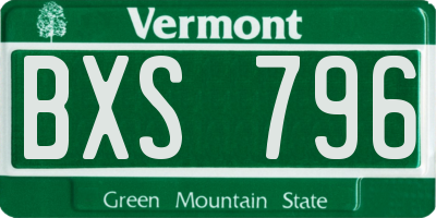 VT license plate BXS796