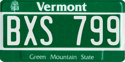VT license plate BXS799