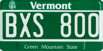 VT license plate BXS800