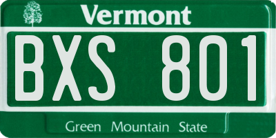 VT license plate BXS801