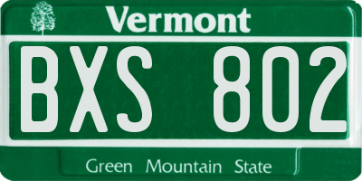VT license plate BXS802