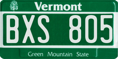 VT license plate BXS805