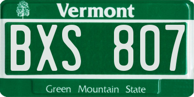 VT license plate BXS807