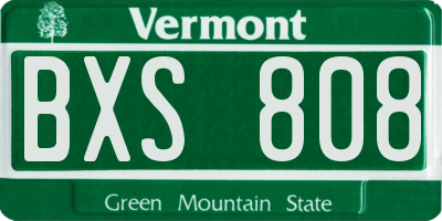 VT license plate BXS808