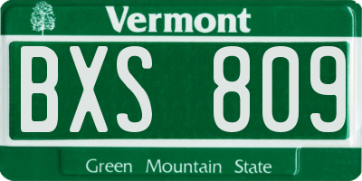 VT license plate BXS809
