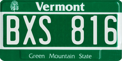 VT license plate BXS816