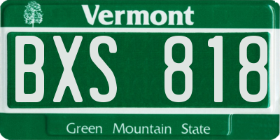 VT license plate BXS818