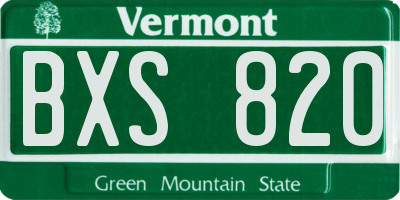 VT license plate BXS820