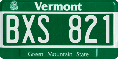 VT license plate BXS821