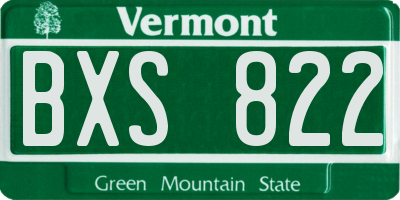 VT license plate BXS822
