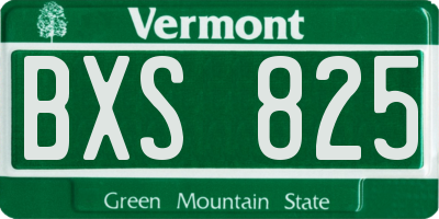 VT license plate BXS825