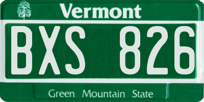 VT license plate BXS826