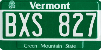 VT license plate BXS827