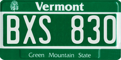 VT license plate BXS830