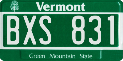 VT license plate BXS831