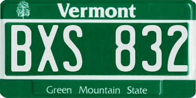 VT license plate BXS832