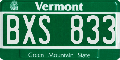 VT license plate BXS833