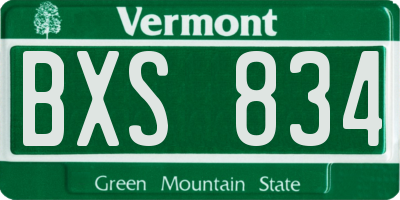 VT license plate BXS834
