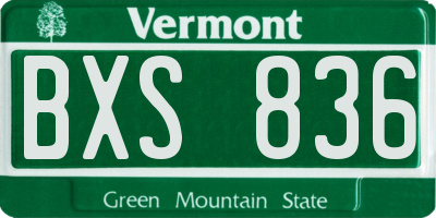 VT license plate BXS836