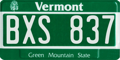 VT license plate BXS837