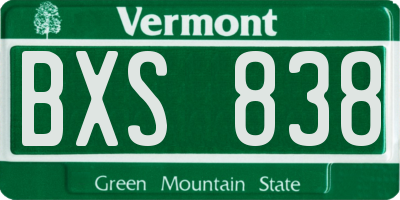 VT license plate BXS838