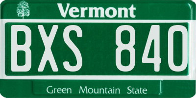 VT license plate BXS840
