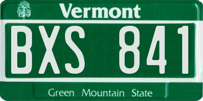 VT license plate BXS841