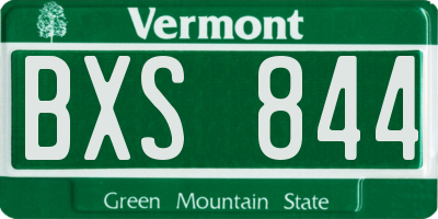 VT license plate BXS844