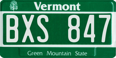 VT license plate BXS847