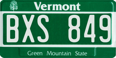 VT license plate BXS849