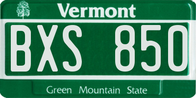VT license plate BXS850