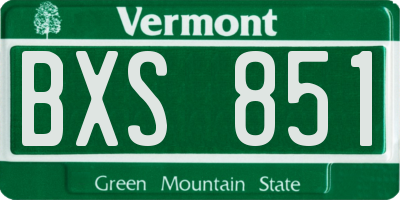 VT license plate BXS851