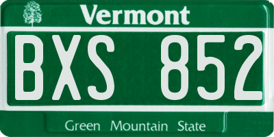 VT license plate BXS852