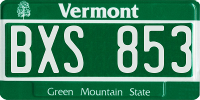 VT license plate BXS853