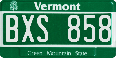 VT license plate BXS858
