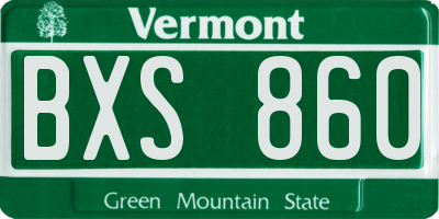 VT license plate BXS860