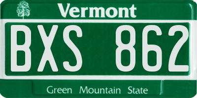 VT license plate BXS862