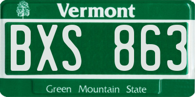 VT license plate BXS863