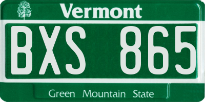 VT license plate BXS865