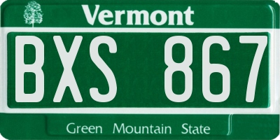 VT license plate BXS867