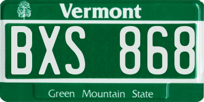 VT license plate BXS868